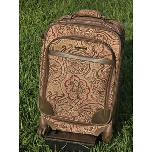 Waverly  Suit Case Travel Luggage Brown  Gold Plum Paisley